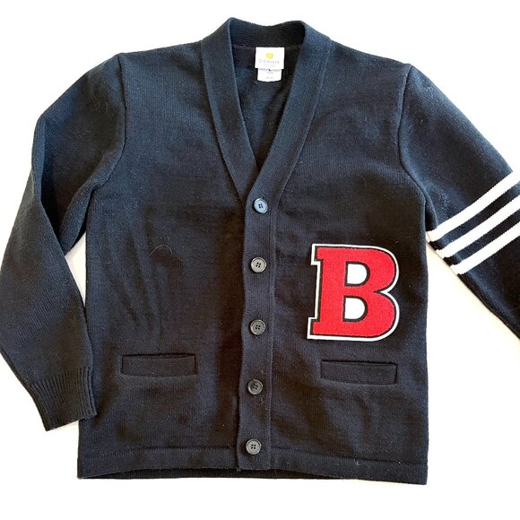 Dennis Uniform letterman cardigan Small black red - Picture 1 of 9